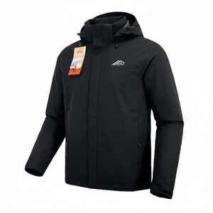 OTU Mens Waterproof Lightweight Jacket Hooded Black Sz S